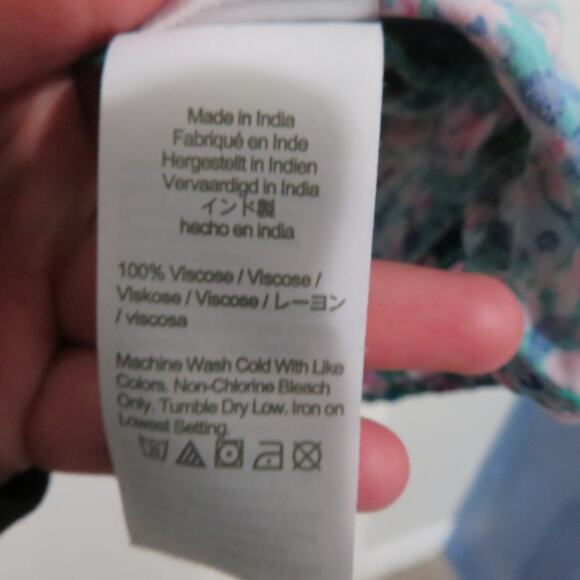 Crewcuts Girls Sz 8 Blue Pink Floral Tiered Midi Dress Puff Sleeves - Picture 7 of 8